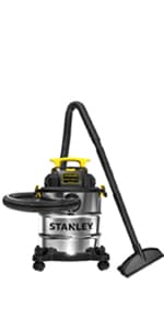 STANLEY SL18116 Wet/Dry Vacuum, 6 Gallon, 4 Horsepower, Stainless Steel Tank, 4.0 HP, Silver+Yellow