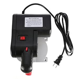 BEAMNOVA Mini Miter Saw Electric Power Table Benchtop Cut-Off Chop Max 45 Degree Cutting for Crafts Miniatures Metal Wood Plastic Compound Cutter