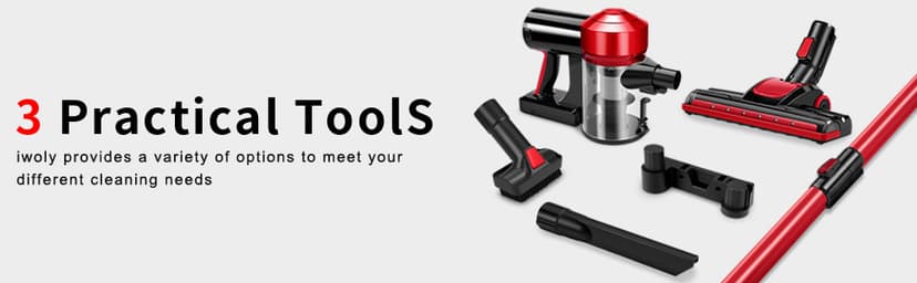 iwoly C150 Cordless Vacuum Cleaner Rechargeable with 2200mAh Detachable Battery, 18000Pa Cyclone Vacuum with HEPA Filter, Lightweight Portable Handheld Stick Vacuum for Hard Floor Car Cleaning