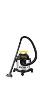 STANLEY SL18116 Wet/Dry Vacuum, 6 Gallon, 4 Horsepower, Stainless Steel Tank, 4.0 HP, Silver+Yellow