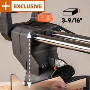 Evolution Power Tools R255SMS+ PLUS 10-Inch Sliding Miter Saw Plus Multi-Material Multi-Purpose Cutting Cuts Metal, Plastic, Wood & More 0˚ - 45˚ Bevel & 50˚ - 50˚ Miter Angles TCT Blade Included