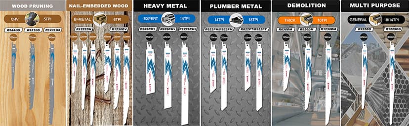 EZARC Reciprocating Saw Blade Bi-Metal Cobalt Sabre Saw Blades for Wood Demolition 9-Inch 6TPI R922DH (5-Pack)