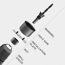 Luckyway 17-Piece Hole Saw Kit, Hole Saw Set, 3/4" to 5" Hole Saw with Hole Saw Mandrel for Wood,Plastic,PVC and Drywall