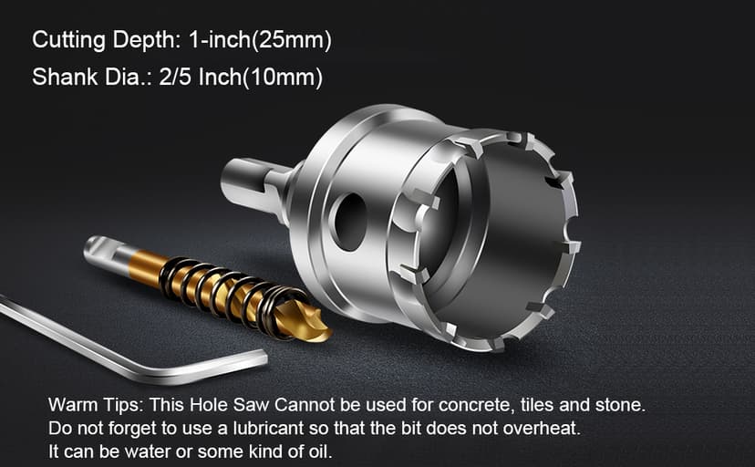 ASNOMY Tungsten Carbide Tipped Hole Saw Drill Bit for Hard Metal, 4 Inch T.C.T Hole Saw Cutter with 2pcs Titanium-Plated Pilot Drill bit for Metal, Stainless Steel, Iron, Wood, Plastic