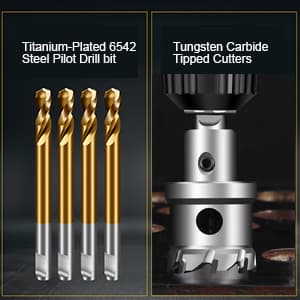 ASNOMY Tungsten Carbide Tipped Hole Saw Drill Bit for Hard Metal, 4 Inch T.C.T Hole Saw Cutter with 2pcs Titanium-Plated Pilot Drill bit for Metal, Stainless Steel, Iron, Wood, Plastic