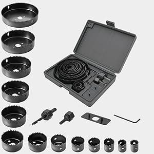 Luckyway 17-Piece Hole Saw Kit, Hole Saw Set, 3/4" to 5" Hole Saw with Hole Saw Mandrel for Wood,Plastic,PVC and Drywall