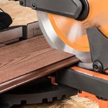 Evolution Power Tools R255SMS-DB+ 10-Inch Dual Bevel Sliding Miter Saw Multi-Material, Multipurpose Cutting Cuts Metal, Plastic, Wood 45˚-45˚ Double Bevel & 50˚-50˚ Miter TCT Blade Included