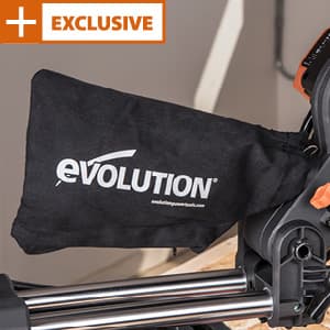 Evolution Power Tools R255SMS+ PLUS 10-Inch Sliding Miter Saw Plus Multi-Material Multi-Purpose Cutting Cuts Metal, Plastic, Wood & More 0˚ - 45˚ Bevel & 50˚ - 50˚ Miter Angles TCT Blade Included