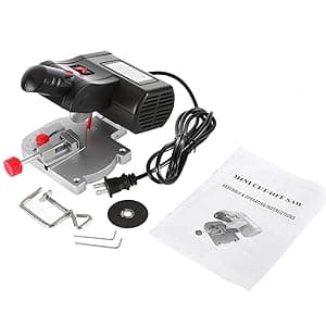 BEAMNOVA Mini Miter Saw Electric Power Table Benchtop Cut-Off Chop Max 45 Degree Cutting for Crafts Miniatures Metal Wood Plastic Compound Cutter