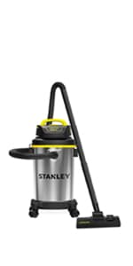 STANLEY SL18116 Wet/Dry Vacuum, 6 Gallon, 4 Horsepower, Stainless Steel Tank, 4.0 HP, Silver+Yellow