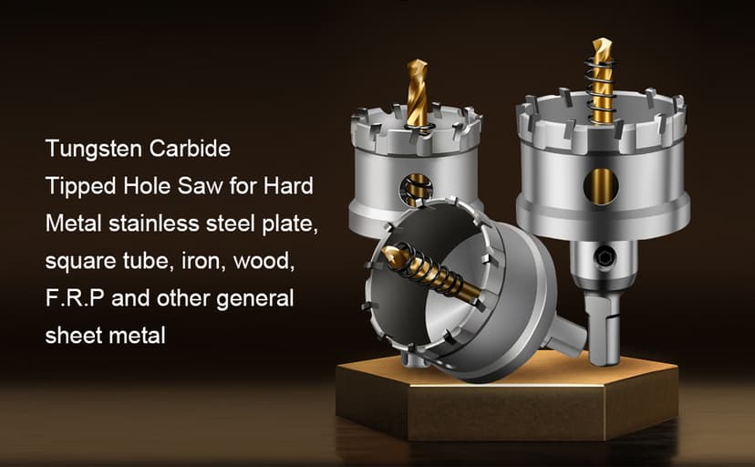 ASNOMY Tungsten Carbide Tipped Hole Saw Drill Bit for Hard Metal, 4 Inch T.C.T Hole Saw Cutter with 2pcs Titanium-Plated Pilot Drill bit for Metal, Stainless Steel, Iron, Wood, Plastic