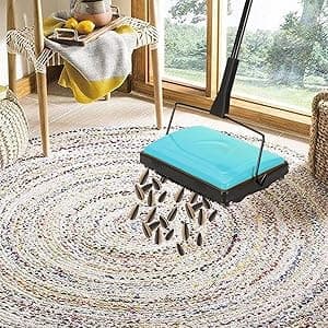 Yocada Carpet Sweeper Cleaner for Home Office Low&Undercoat Carpets Rugs Pet Hair Dust Scraps Paper Small Rubbish Cleaning with a Brush Blue