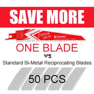 EZARC Carbide Reciprocating Saw Blade R956HM Endurance for Hard Wood and Metal Demolition 9-Inch 6TPI, 3-Pack