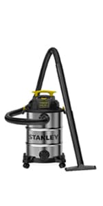 STANLEY SL18116 Wet/Dry Vacuum, 6 Gallon, 4 Horsepower, Stainless Steel Tank, 4.0 HP, Silver+Yellow