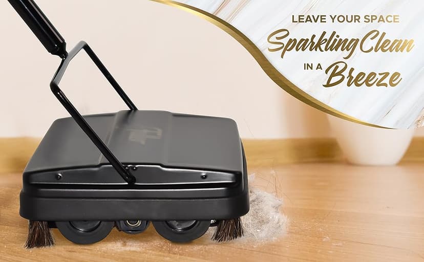Fuller Brush 17027 Electrostatic Carpet & Floor Sweeper - 9" Cleaning Path - Lightweight - Ideal for Crumby Messes - Works On Carpets & Hard Floor Surfaces - Black
