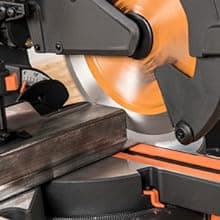 Evolution Power Tools R255SMS-DB+ 10-Inch Dual Bevel Sliding Miter Saw Multi-Material, Multipurpose Cutting Cuts Metal, Plastic, Wood 45˚-45˚ Double Bevel & 50˚-50˚ Miter TCT Blade Included