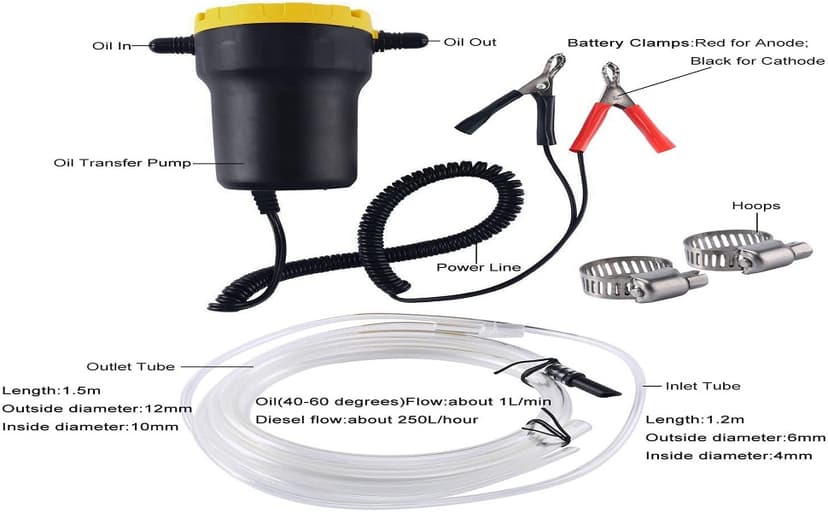 Amarine Made Oil Pump, Oil Extractor Pump 12V, 60w Oil Removal Pump for Oil Change, Electric Transfer Oil Pump, Easily Scavenge Oil from Cars, Motorcycles, RVs, Boats, and lawn Equipment