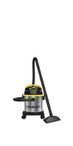 STANLEY SL18116 Wet/Dry Vacuum, 6 Gallon, 4 Horsepower, Stainless Steel Tank, 4.0 HP, Silver+Yellow