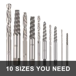COMOWARE 10pcs Screw Extractor & Left Hand Drill Bit Set, HSS M2, 118° Split Point, 5pcs Left Handed Drill Bits (5/64" - 19/64") & 5pcs Easy Out Screw Extractor Set (#1 - #5), with Index Case