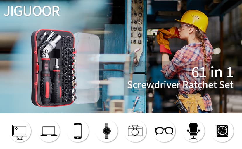 61 in 1 Ratcheting Screwdriver Set, Magnetic Screwdriver Bit Set with Rotatable Ratchet Handles, Sockets & Bits, Household Repair Tool Kits for Computers, Electronic Devices, Furniture