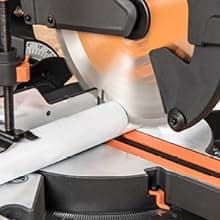 Evolution Power Tools R255SMS-DB+ 10-Inch Dual Bevel Sliding Miter Saw Multi-Material, Multipurpose Cutting Cuts Metal, Plastic, Wood 45˚-45˚ Double Bevel & 50˚-50˚ Miter TCT Blade Included