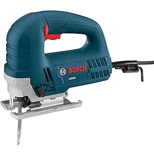 BOSCH JS260 Top-Handle Jig Saw - 6.0 Amp Motor, Variable Speed Control, Low-Vibration Plunging Design, Toolless Blade Change System - Ideal for Accurate and Smooth Cutting