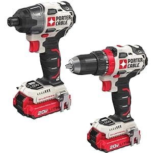 PORTER-CABLE 20V MAX Cordless Drill and Impact Driver, Power Tool Combo Kit with 2 Batteries and Charger (PCCK619L2)