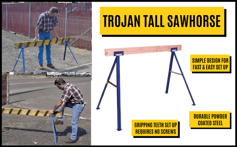 Guardian Fall Protection TS-27 27" Tall Sawhorse (includes legs for one sawhorse), Blue Powder Coat Finish