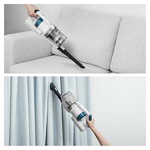 Eureka NEC185 Cordless Stick Vacuum Cleaner Convenient for Hard Floors, Rechargeable Handheld Vacuum Cleaner Portable with Powerful Motor Efficient Suction,White