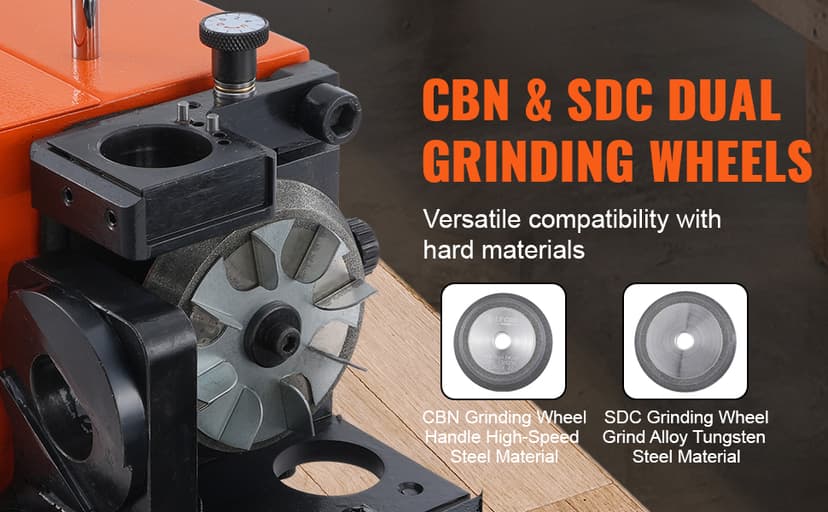 VEVOR Drill Bits Sharpener, 3-13mm Drill Bits Grinder Sharpener, Lip Relief Angle & 95°-135° Point Angle Adjustable Drill Bit Re-Sharpener, Portable Sharpening Machine with 11 Collets, CBN & SDC Wheel
