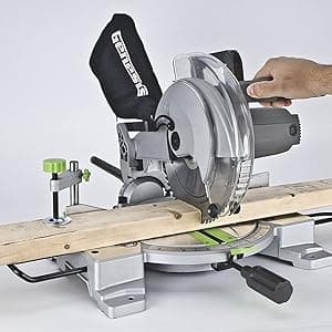 Genesis GMS1015LC 15-Amp 10-Inch Compound Miter Saw with Laser Guide and 9 Positive Miter Stops , Gray