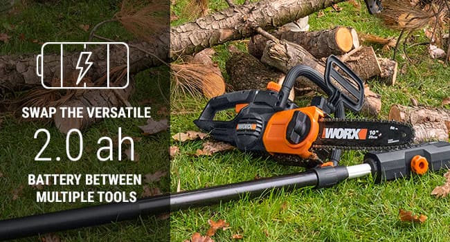 Worx WG322 20V Power Share 10" Cordless Chainsaw with Auto-Tension