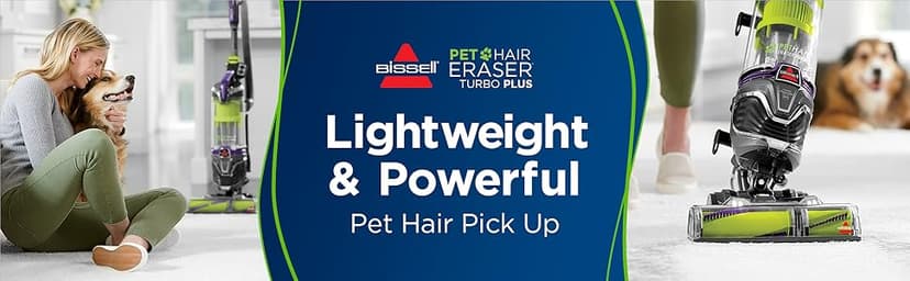 BISSELL 24613 Pet Hair Eraser Turbo Plus Lightweight Vacuum, Tangle-Free Brush Roll, Powerful Pet Hair Pick-up, SmartSeal Allergen System, Specialized Pet Tools, Easy Empty Dirt Tank