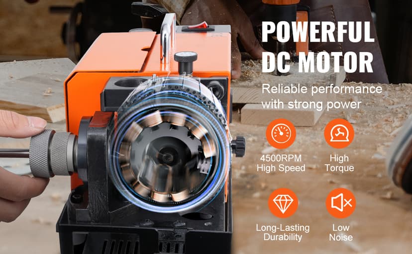 VEVOR Drill Bits Sharpener, 3-13mm Drill Bits Grinder Sharpener, Lip Relief Angle & 95°-135° Point Angle Adjustable Drill Bit Re-Sharpener, Portable Sharpening Machine with 11 Collets, CBN & SDC Wheel