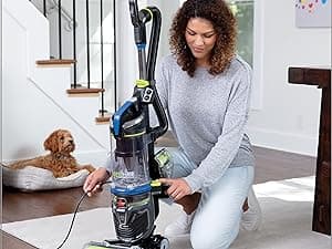 Bissell Pet Hair Eraser Turbo Rewind Vacuum, Lightweight, Automatic Cord Rewind, Tangle-Free Brush Roll, Headlights, Powerful Pet Hair Pickup, SmartSeal Allergen System, Blue, 27909