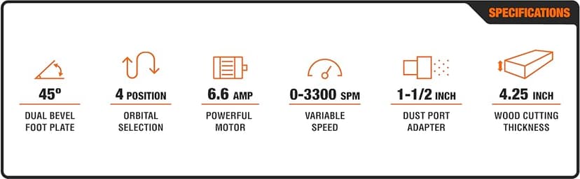 WEN 33606 6.6-Amp Variable Speed Orbital Jig Saw with Laser and LED Light,Black, Silver