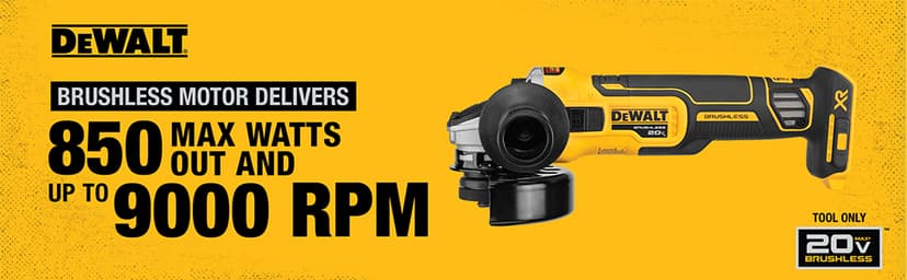 DEWALT 20V MAX* XR Angle Grinder with Kickback Brake, Slide Switch, 4-1/2-Inch, Tool Only (DCG405B)