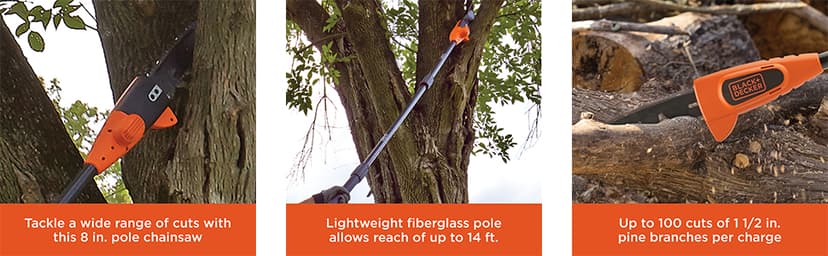 BLACK+DECKER 20V Max Pole Saw for Tree Trimming, Cordless, with Extension up to 14 ft., Bare Tool Only (LPP120B)