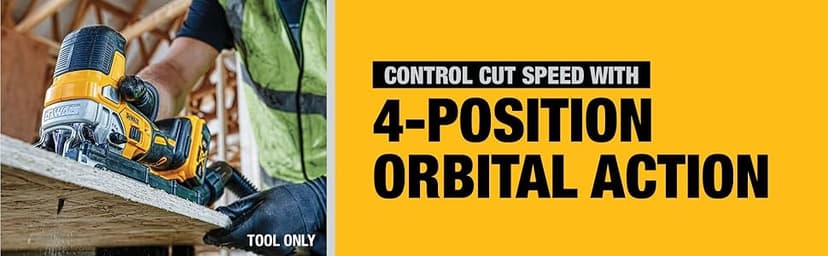 DEWALT 20V MAX Jig Saw, Cordless, Barrel Grip, 3,200 Blade Speed, Bare Tool Only (DCS335B)