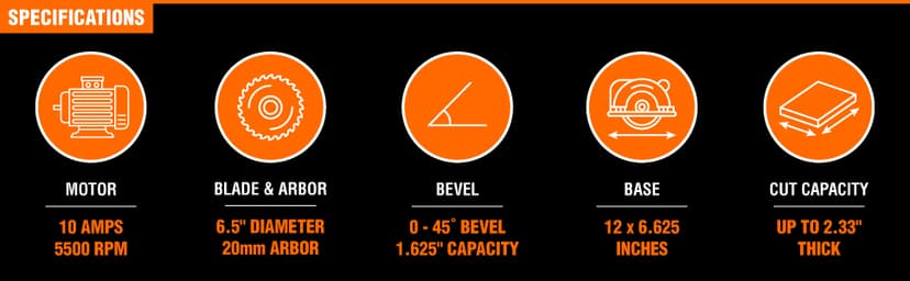WEN CT1065 10-Amp 6.5-Inch Plunge Cut Sidewinder Circular Track Saw,Black