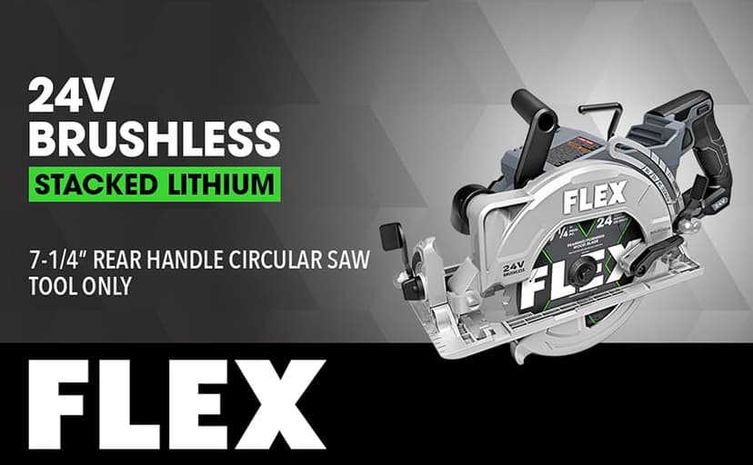 FLEX 24V Brushless Cordless 7-1/4-Inch Rear Handle Circular Saw Tool Only, Battery and Charger Not Included - FX2141R-Z