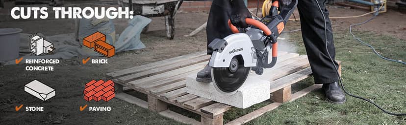 Evolution Power Tools R300DCT 12 inch Concrete Saw (Aka Circular Saw, Angle Grinder, Chop / Cut Off Saw, Demo Saw, Disc / Power Cutter) Electric Motor, No Gas - 4-1/2" Cut - Incl Diamond Masonry Blade