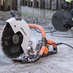 Evolution Power Tools R300DCT 12 inch Concrete Saw (Aka Circular Saw, Angle Grinder, Chop / Cut Off Saw, Demo Saw, Disc / Power Cutter) Electric Motor, No Gas - 4-1/2" Cut - Incl Diamond Masonry Blade