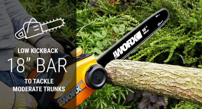 Worx WG304.2 Saw 18-Inch 15.0 Amp Electric Chainsaw with Auto-Tension, Chain Brake