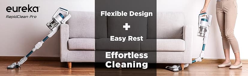 Eureka NEC185 Cordless Stick Vacuum Cleaner Convenient for Hard Floors, Rechargeable Handheld Vacuum Cleaner Portable with Powerful Motor Efficient Suction,White