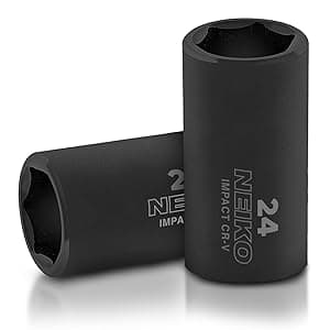 NEIKO 02448A 1/2" Drive Master Impact Socket Set, 65 Piece, Standard SAE (3/8"-1-1/4") & Metric (10-24 mm) Sizes, Deep & Shallow Kit, Includes Adapters & Ratchet Handle