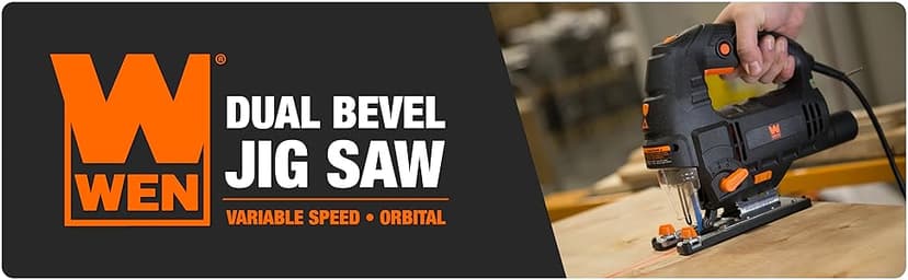 WEN 33606 6.6-Amp Variable Speed Orbital Jig Saw with Laser and LED Light,Black, Silver