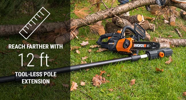 Worx WG323 20V Power Share 10" Cordless Pole/Chain Saw with Auto-Tension (Battery & Charger Included)