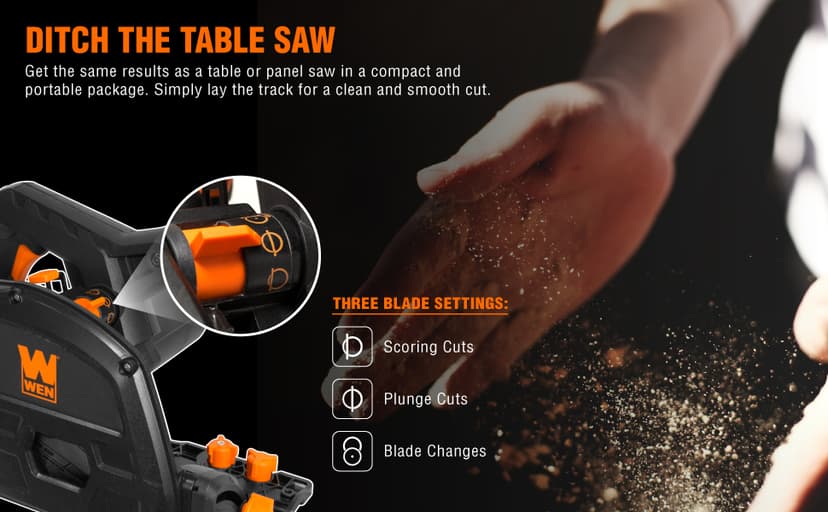 WEN CT1065 10-Amp 6.5-Inch Plunge Cut Sidewinder Circular Track Saw,Black