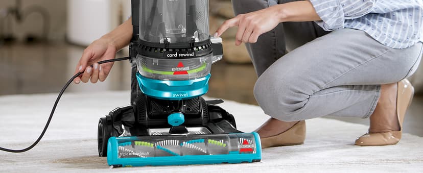 Bissell 2254 CleanView Swivel Rewind Pet Upright Bagless Vacuum, Automatic Cord Rewind, Swivel Steering, Powerful Pet Hair Pickup, Specialized Pet Tools, Large Capacity Dirt Tank, Teal